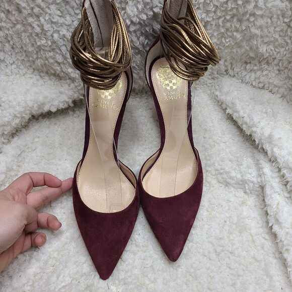 Vince Camuto Nayz Burgundy Suede Heels Size 9.5 - Picture 3 of 10